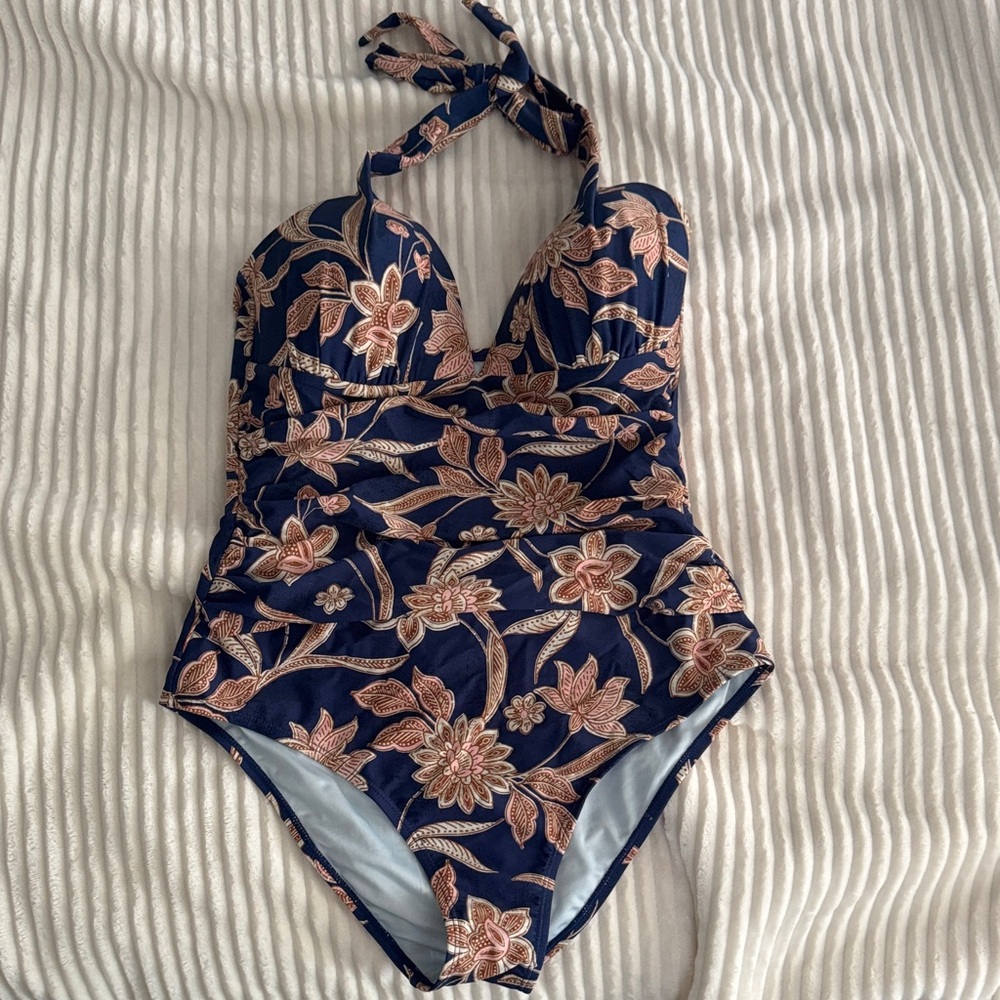 Floral Halter One-Piece Swimsuit
